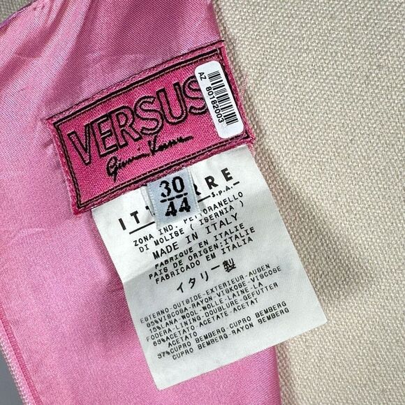 90s Versus Giani Versace Polka Dot Jacquard Pink Shift Dress IT44/US8 Preppy Mod - Picture 3 of 10